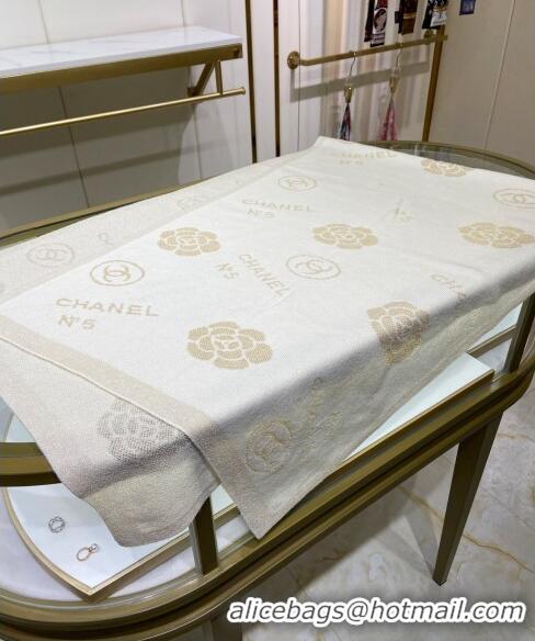 Reasonable Price Chanel Cashmere and Gold-Tone Camellia Bloom Long Scarf 62x195cm CH122102 White 2023