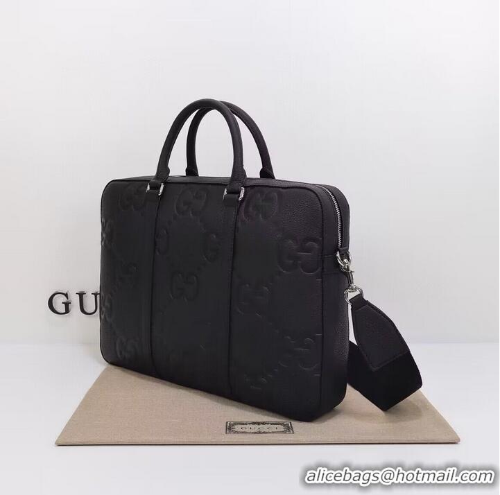 Reasonable Price Gucci Jumbo GG Leather Briefcase 658573 Black