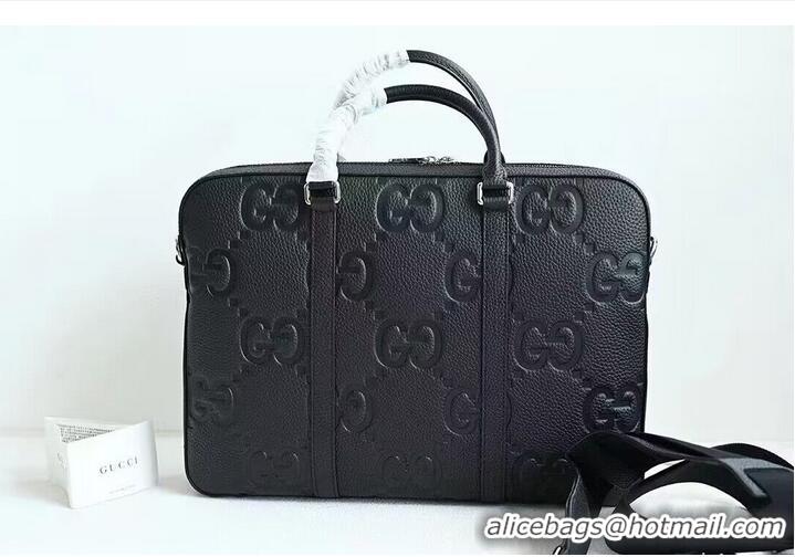 Reasonable Price Gucci Jumbo GG Leather Briefcase 658573 Black