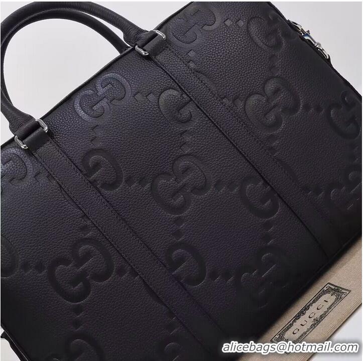 Reasonable Price Gucci Jumbo GG Leather Briefcase 658573 Black