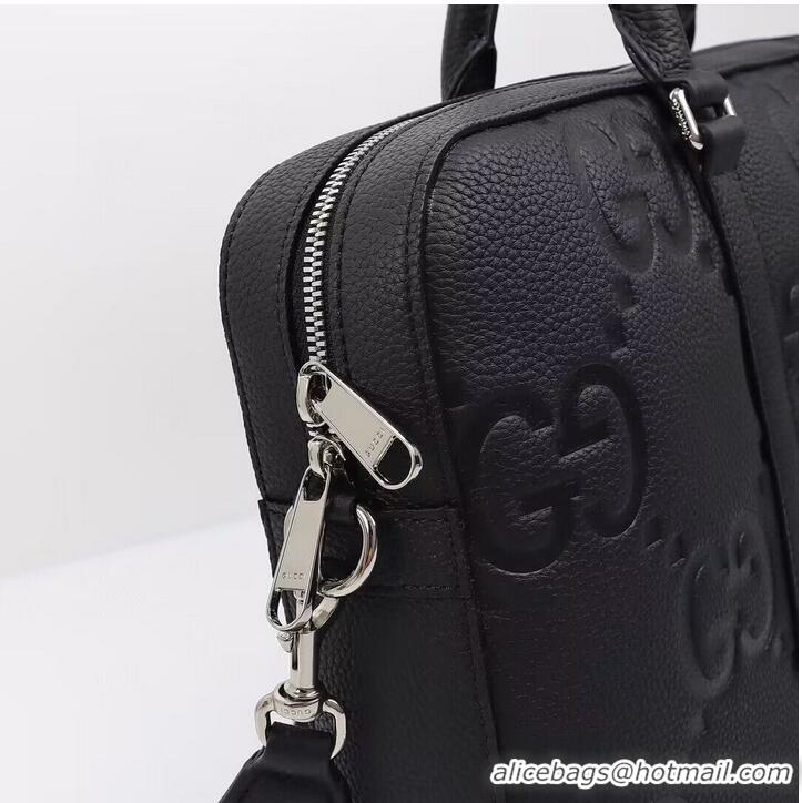 Reasonable Price Gucci Jumbo GG Leather Briefcase 658573 Black