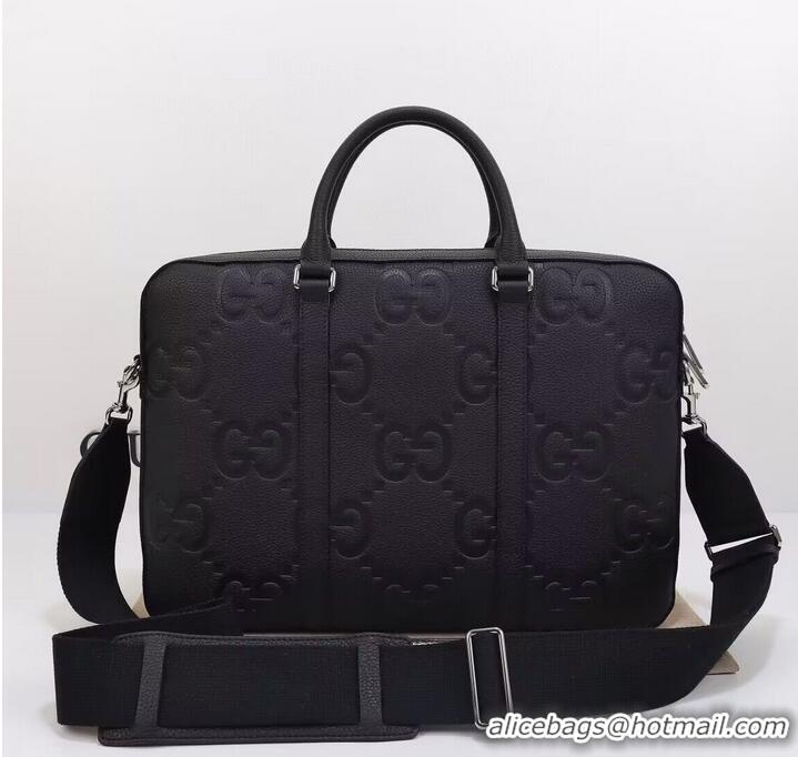 Reasonable Price Gucci Jumbo GG Leather Briefcase 658573 Black