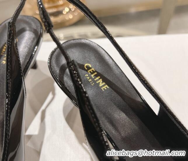 Best Product Celine Alma Triomphe Slingbacks Pumps 5cm in Glossy Calfskin Black 204081