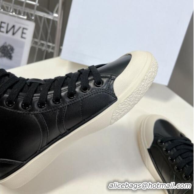 Best Product Celine AS-02 Mid Lace-up Alan Sneakers with Triomphe Patch in Calfskin Black 204086