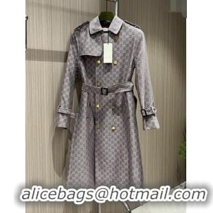 New Style Gucci GG Trench Coat G110928 Pink/Grey 2023