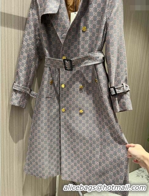 New Style Gucci GG Trench Coat G110928 Pink/Grey 2023