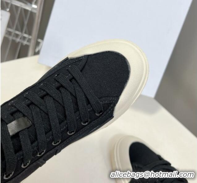 Good Quality Celine AS-02 Mid Lace-up Alan Sneakers with Triomphe Patch in Canvas Black 204088