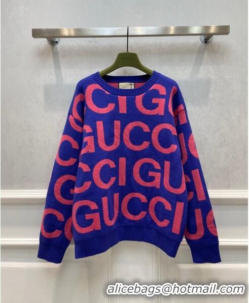 Buy Cheap Gucci Wool & Cashmere Sweater G112504 Blue 2023