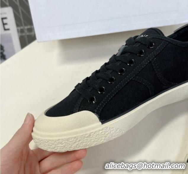 Grade Quality Celine AS-01 Low Lace-up Alan Sneakers with Triomphe Patch in Canvas Black 204090