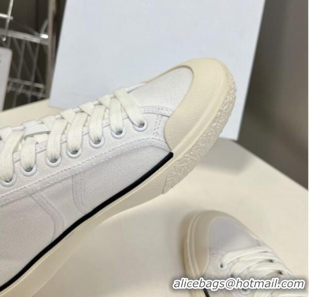 Best Grade Celine AS-01 Low Lace-up Alan Sneakers with Triomphe Patch in Canvas White 204091