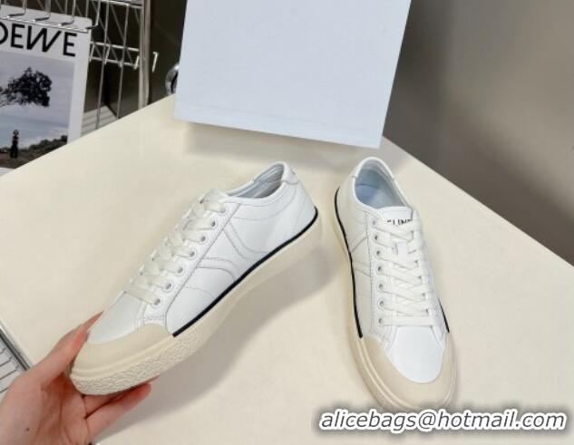 Best Price Celine AS-01 Low Lace-up Alan Sneakers with Triomphe Patch in Calfskin White 204093