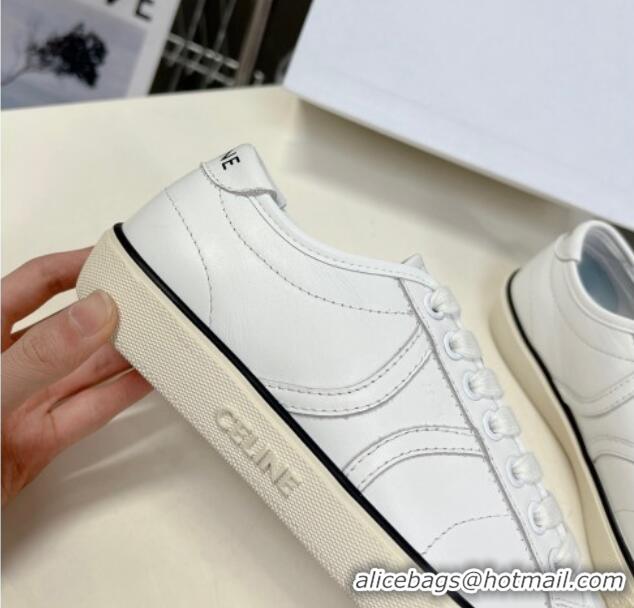 Best Price Celine AS-01 Low Lace-up Alan Sneakers with Triomphe Patch in Calfskin White 204093