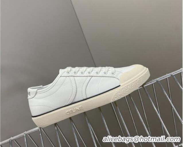 Best Price Celine AS-01 Low Lace-up Alan Sneakers with Triomphe Patch in Calfskin White 204093