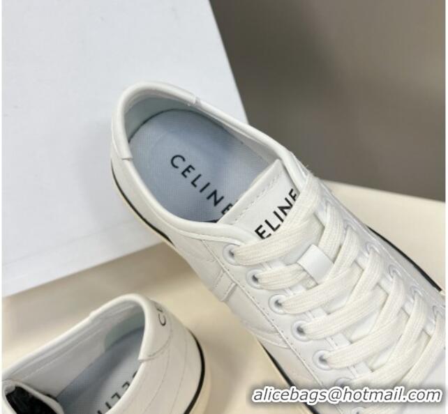 Best Price Celine AS-01 Low Lace-up Alan Sneakers with Triomphe Patch in Calfskin White 204093