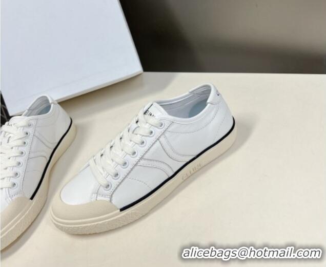 Best Price Celine AS-01 Low Lace-up Alan Sneakers with Triomphe Patch in Calfskin White 204093