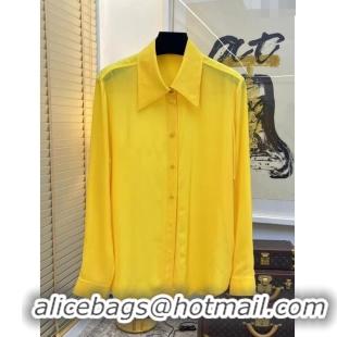 Top Quality Gucci Silk Shirt G122003 Yellow 2023