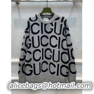 Fashion Discount Gucci Wool Sweater G122217 Grey 2023