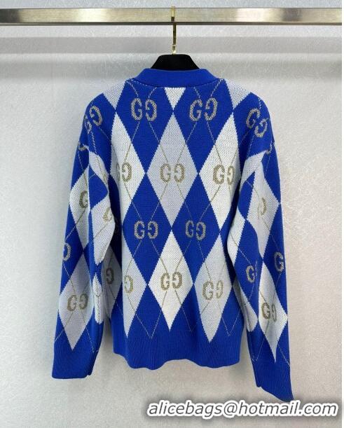 ​Top Grade Gucci Knit Cardigan G122527 Blue 2023