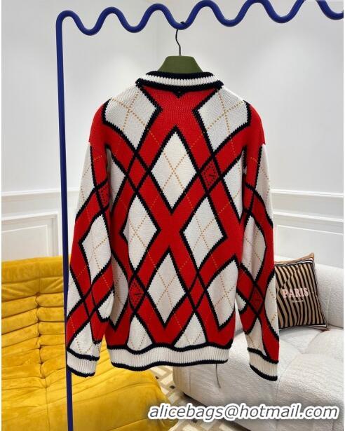 Top Grade Gucci Wool Cardigan G122532 White/Red 2023