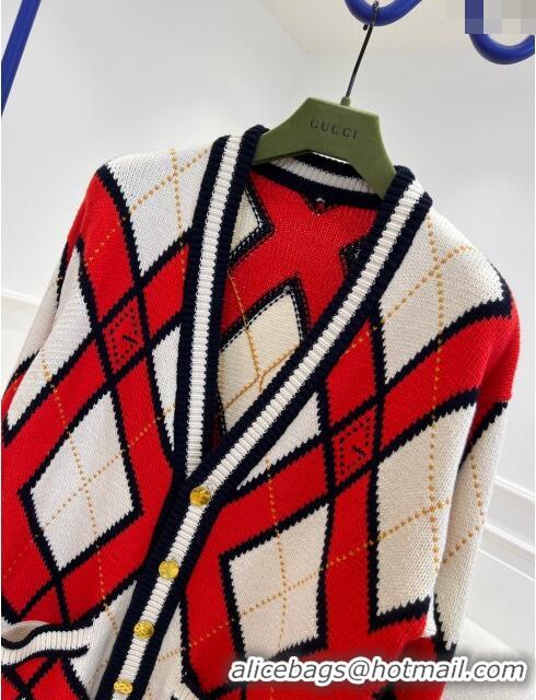 Top Grade Gucci Wool Cardigan G122532 White/Red 2023