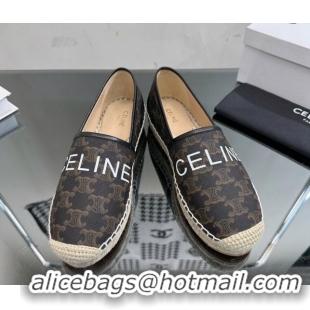 Discount Fashion Celine Flat Espadrilles in Triomphe Canvas with Celine Signature Brown 204092