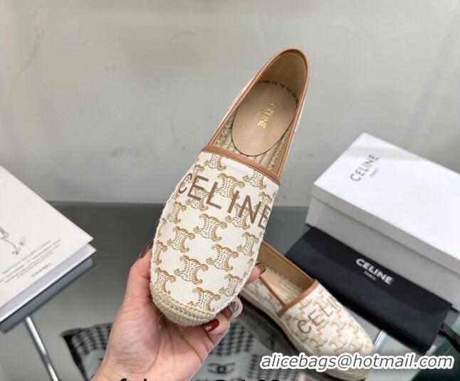 Top Design Celine Flat Espadrilles in Triomphe Canvas with Celine Signature White 204093