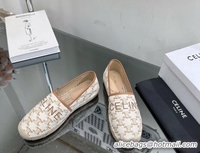 Top Design Celine Flat Espadrilles in Triomphe Canvas with Celine Signature White 204093