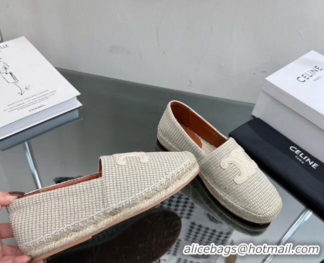 Good Looking Celine Flat Espadrilles in Canvas with Triomphe Celine logo Grey 1204094