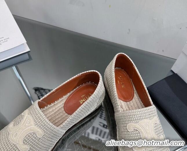 Good Looking Celine Flat Espadrilles in Canvas with Triomphe Celine logo Grey 1204094