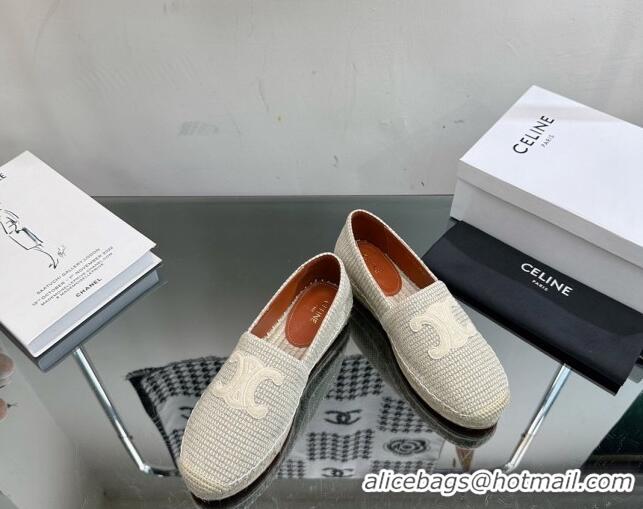 Good Looking Celine Flat Espadrilles in Canvas with Triomphe Celine logo Grey 1204094