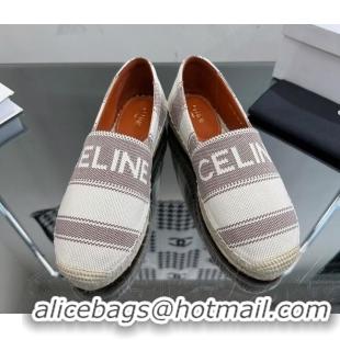 Purchase Celine Flat Espadrilles in Canvas with Celine Signature White/Grey 1204095