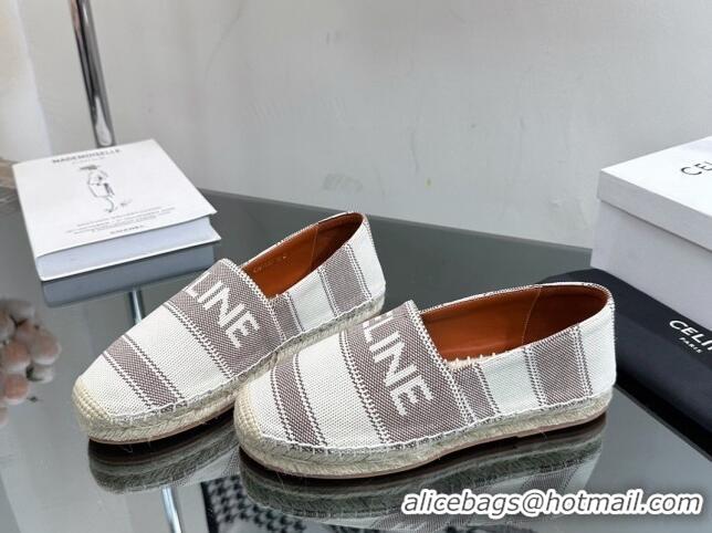 Purchase Celine Flat Espadrilles in Canvas with Celine Signature White/Grey 1204095