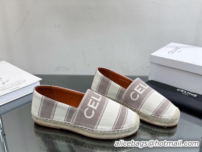 Purchase Celine Flat Espadrilles in Canvas with Celine Signature White/Grey 1204095