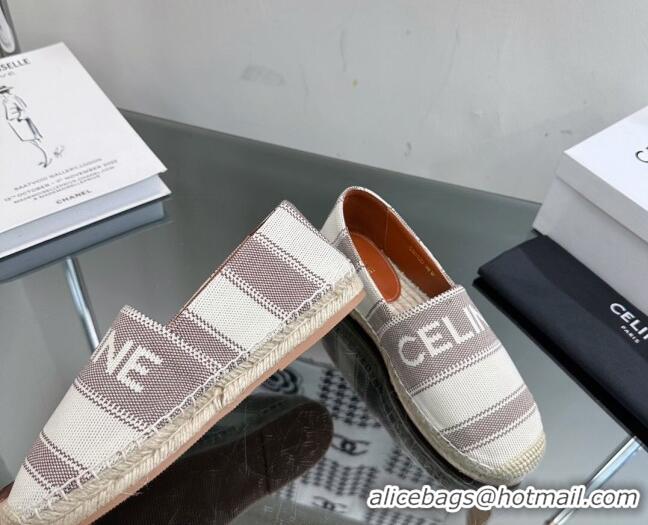 Purchase Celine Flat Espadrilles in Canvas with Celine Signature White/Grey 1204095