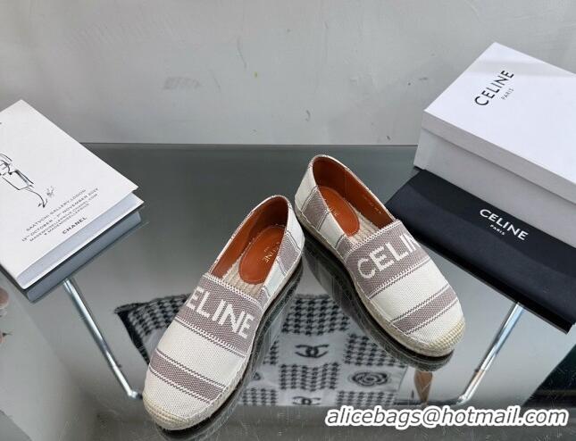 Purchase Celine Flat Espadrilles in Canvas with Celine Signature White/Grey 1204095