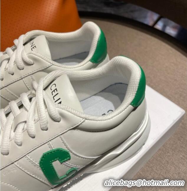 Good Product Celine Runner CR-02 Low Lace-up Sneakers in Calfskin White/Green 1218103