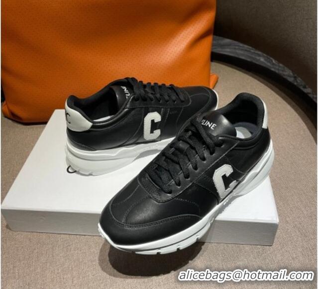 Most Popular Celine Runner CR-02 Low Lace-up Sneakers in Calfskin Black1/White 1218104