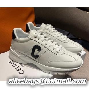 Unique Style Celine Runner CR-02 Low Lace-up Sneakers in Calfskin White1/Black 1218105