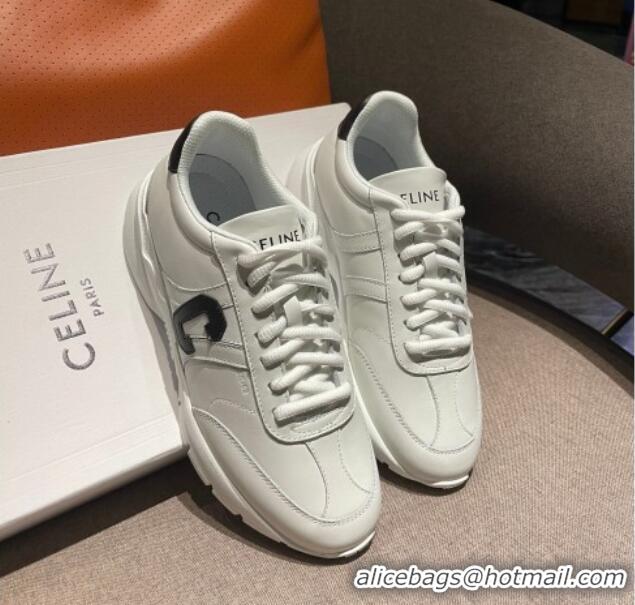 Unique Style Celine Runner CR-02 Low Lace-up Sneakers in Calfskin White1/Black 1218105