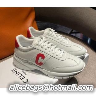 Low Cost Celine Runner CR-02 Low Lace-up Sneakers in Calfskin White/Red 1218106