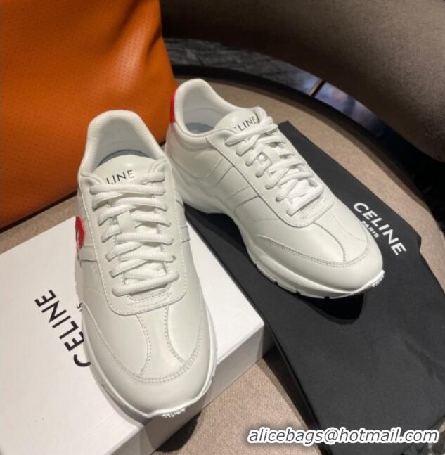 Low Cost Celine Runner CR-02 Low Lace-up Sneakers in Calfskin White/Red 1218106