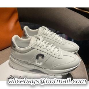 Top Grade Celine Runner CR-02 Low Lace-up Sneakers in Calfskin White/Silver 1218107