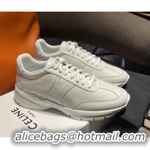 Lower Price Celine Runner CR-02 Low Lace-up Sneakers in Calfskin White Leather 1218109