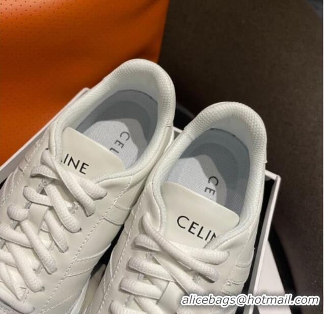 Lower Price Celine Runner CR-02 Low Lace-up Sneakers in Calfskin White Leather 1218109