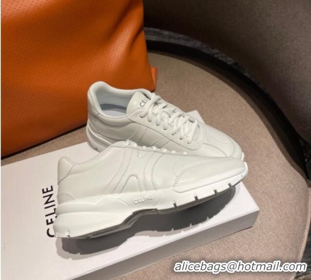 Lower Price Celine Runner CR-02 Low Lace-up Sneakers in Calfskin White Leather 1218109