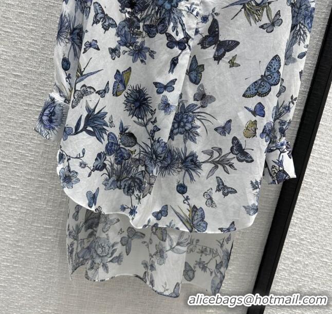 Buy Inexpensive Dior Midnight Cotton Voile Blouse D111031 Blue 2023