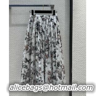 Best Price Dior Flared Mid-Length Skirt D111033 White 2023