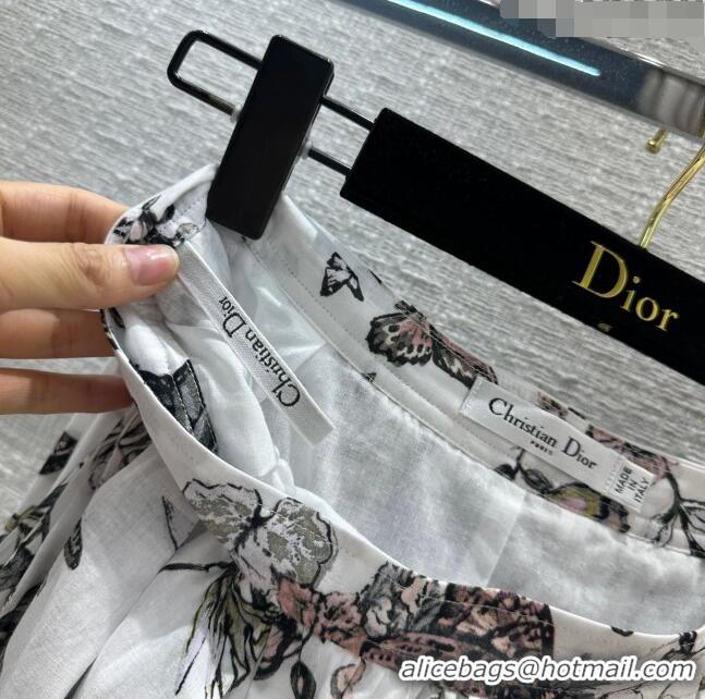 Best Price Dior Flared Mid-Length Skirt D111033 White 2023