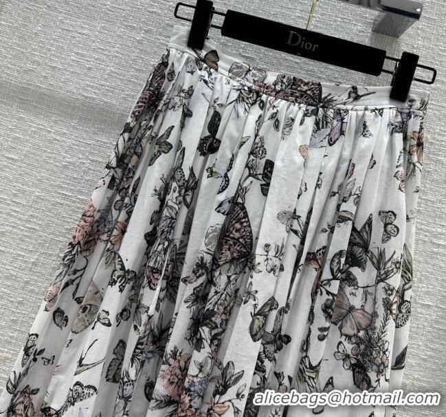 Best Price Dior Flared Mid-Length Skirt D111033 White 2023