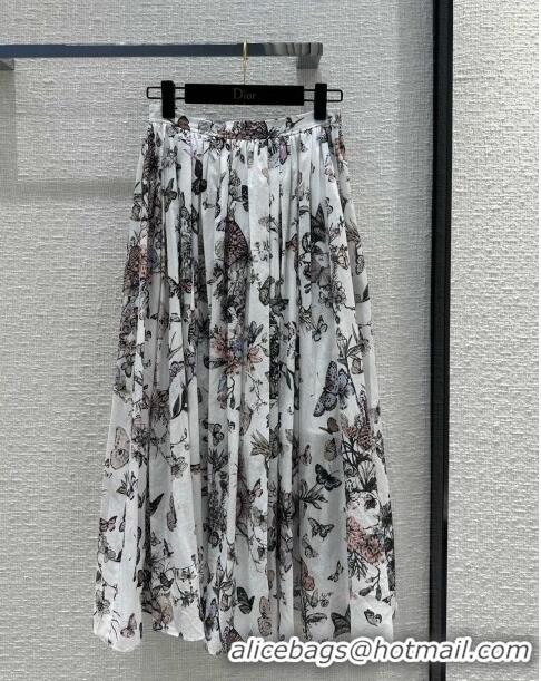 Best Price Dior Flared Mid-Length Skirt D111033 White 2023